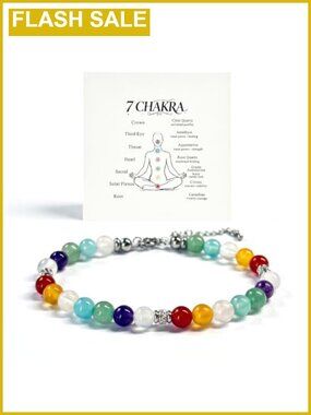 Healing Crystal 7 Chakras Stretch Bracelet for Women